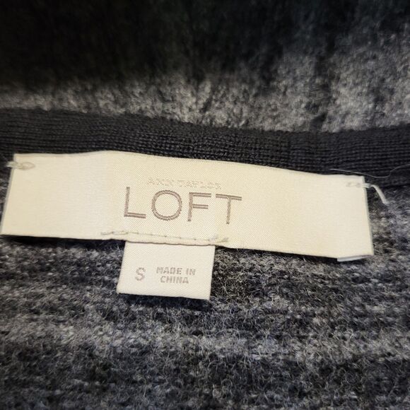 LOFT 100% Merino Wool Open Front Cardigan Jacket Women’s Small Gray Knit Sweater - Picture 6 of 6